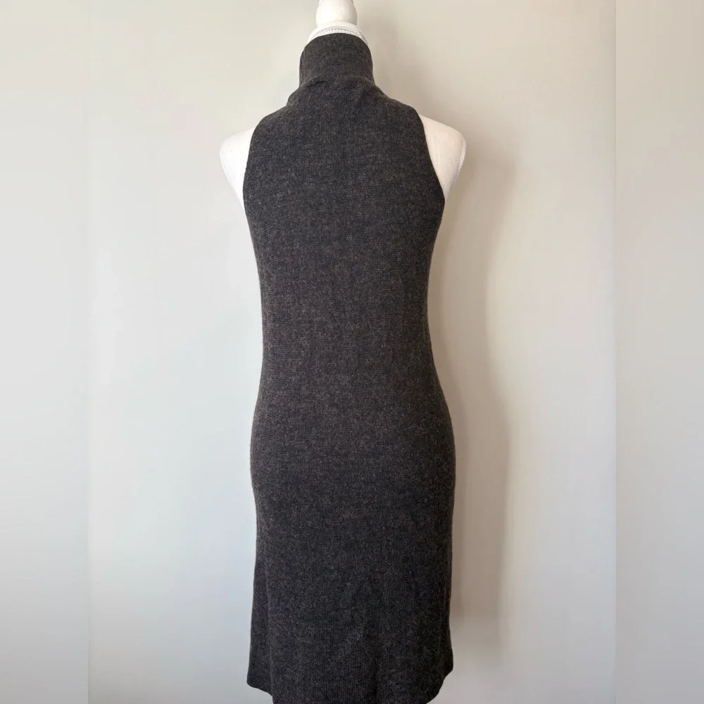 Zara Asymmetrical Wool Alpaca Long Tunic Sleeveless Turtleneck Sweater Medium - Picture 5 of 15